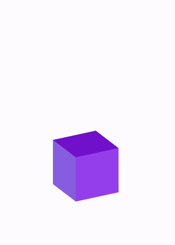 Cubo girando e redimensionando-se repetidamente.